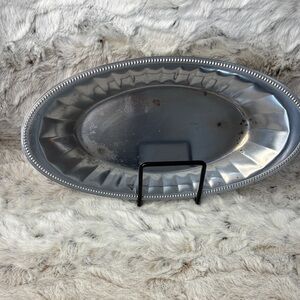 Pewter Finish Oval Serving Tray by Old Colonial